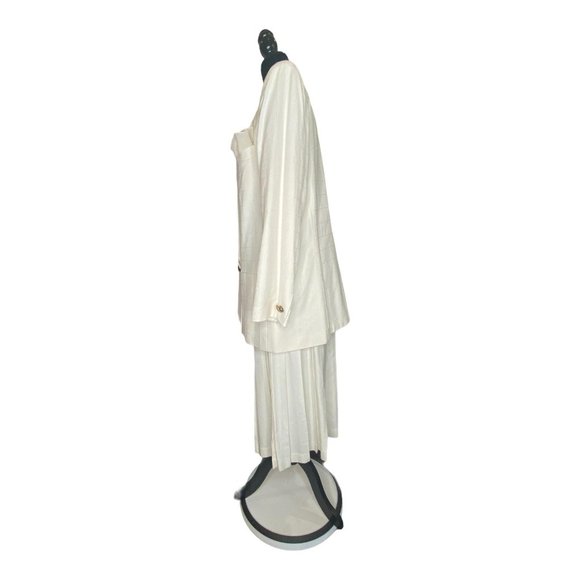 Kasper for A.S.L. Oversized Jacket & Pleated A-line MIDI Skirt Vintage Ivory 16 - Picture 6 of 15